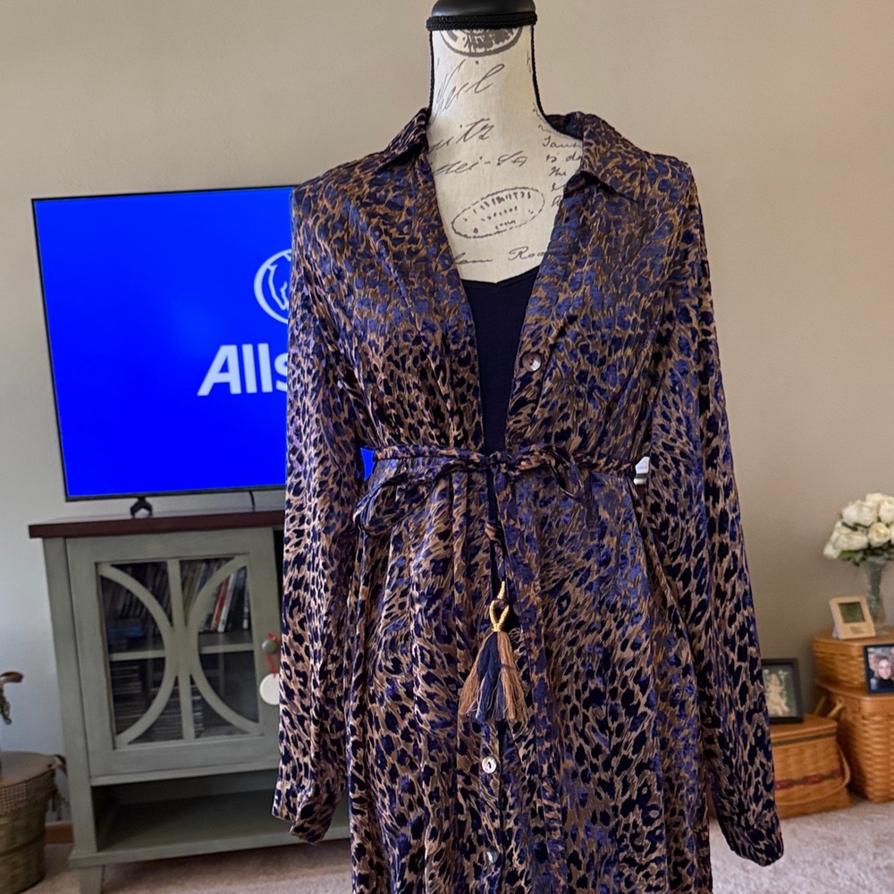 Soft Surroundings Leopard Print Maxi Dress - Brown and Navy